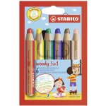 Stabilo Pastelky STABILO woody 3 v 1 barvička vodovka voskovka 6 ks různých barev 451453 – Hledejceny.cz