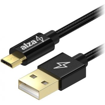 AlzaPower APW-CBMU0072B AluCore USB-A to Micro USB, 2m, černý