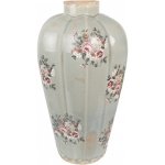 Clayre & Eef Zelená keramická dekorační váza s květy Floria - Ø 17*28 cm - Clayre & Eef – Hledejceny.cz