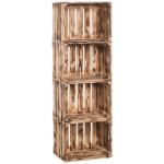 ČistéDřevo Dřevěné opálené bedýnky regál 120 x 40 x 24 cm – Zboží Mobilmania