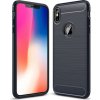 Pouzdro a kryt na mobilní telefon Apple Pouzdro AppleKing odolné ve stylu broušeného karbonu iPhone XS Max - tmavě modré