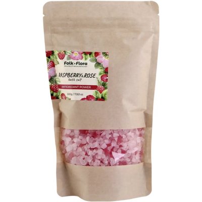 Folk&Flora sůl do koupele Raspberry & Rose 500 g – Zboží Mobilmania
