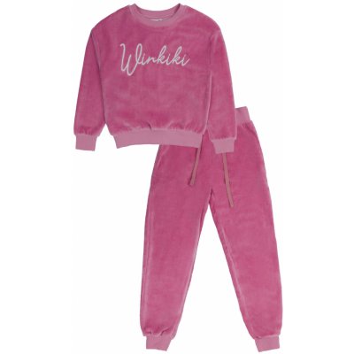 Winkiki Kids Wear dívčí tepláková souprava Velur růžová