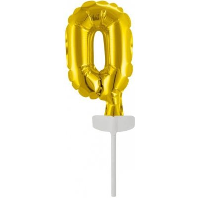 Amscan Fóliový balónek zlatý mini zápich do dortu číslo 0