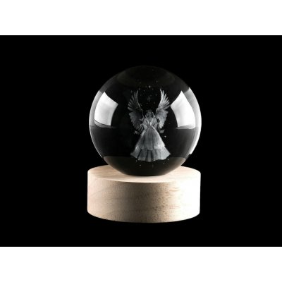 Prima-obchod LED svítící skleněná koule Ø8 cm, barva 6 transparent anděl – Hledejceny.cz