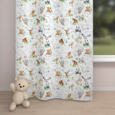 Biante Bavlněný závěs Sandra SA-546 Zvířata světa na bílém 150x170 cm – Hledejceny.cz