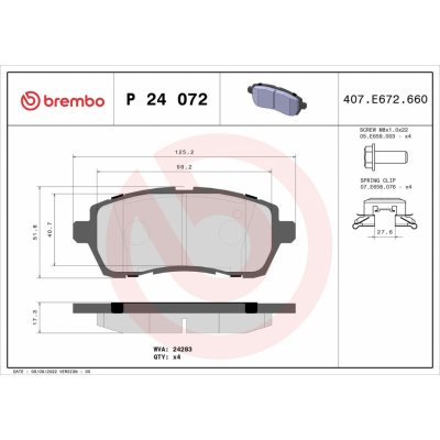 Sada brzdových destiček, kotoučová brzda BREMBO P 24 072 – Hledejceny.cz