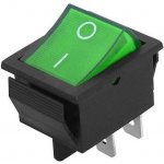 Vypínač kolébkový 12V/35A ON-OFF zelený MK621 (30x22mm)