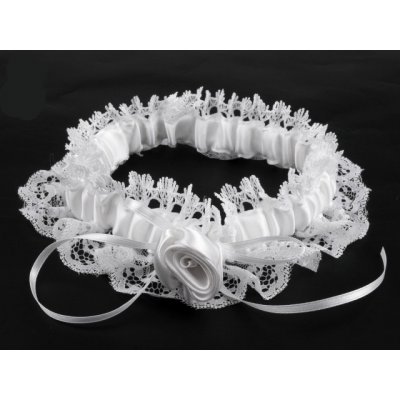 Svatební podvazek bílý 70 mm č. 16 - svatební podvazky pro nevěstu bílé – Hledejceny.cz