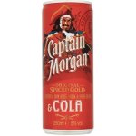 CAPTAIN MORGAN SPICED & COLA 6.4% 5% 0,25 l (holá láhev) – Zboží Dáma