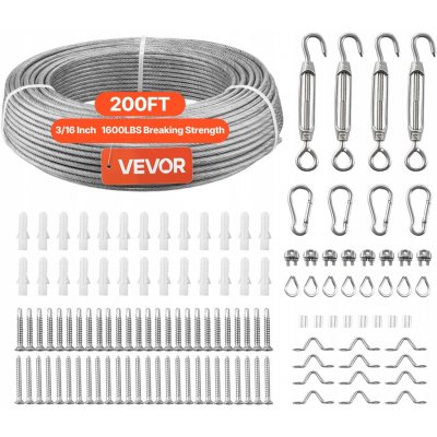 Vevor Ocelové lano 61Mx4,76MM 7,1KN 7x7 Nerezová Ocel s PVC povlakem – Hledejceny.cz