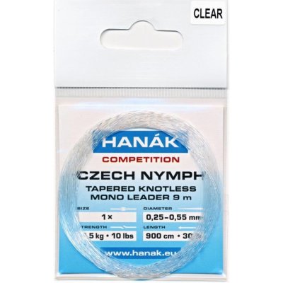 Hanák Návazec Competition Czech Nymph monofilní ujímaný 9 m Čirý 0,25-0,55 mm 4,5 kg – Zboží Mobilmania