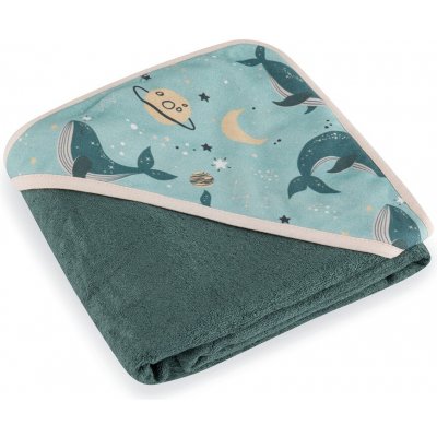 Petite&Mars Osuška bambusová s kapucí Loulou Whale Song 100 x 100 cm – Zboží Dáma