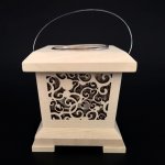 AMADEA Dřevěná lucerna s ornamentem, masivní dřevo, 9x9x9 cm – Zboží Mobilmania