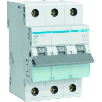 Hager Electro 3p B 25A 6kA MBN325 – Zboží Mobilmania