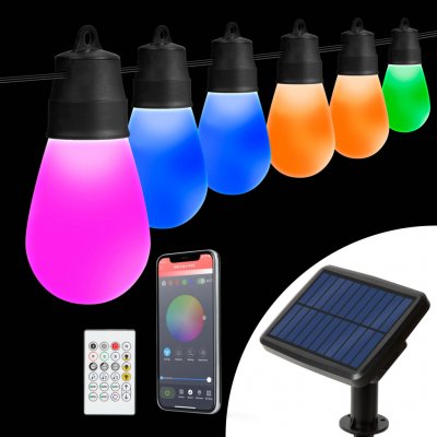 Garden of Eden Chytrý solární světelný řetěz s 30 RGBIC LED žárovkami, 13 m, Bluetooth – Hledejceny.cz