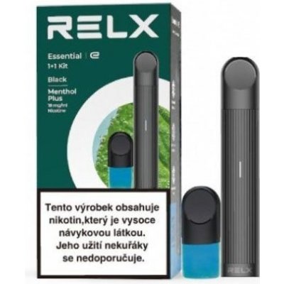 RELX Essential 350 mAh Black Starter Kit + náplň Menthol Plus 1 ks – Zbozi.Blesk.cz