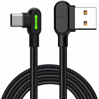 Mcdodo CA-5280 Úhlový USB na USB-C, LED, 1,2m, černý