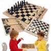 Šachy Šachy 3v1 dřevěné 29x29 cm