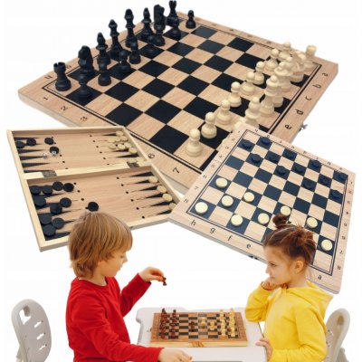 Šachy 3v1 dřevěné 29x29 cm – Zboží Mobilmania