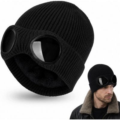 Čepice Aviator 2v1 s brýlemi zimní teplá dámská pánská černá – Hledejceny.cz