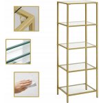VASAGLE Regál 5 skleněných polic zlatý – Zboží Mobilmania