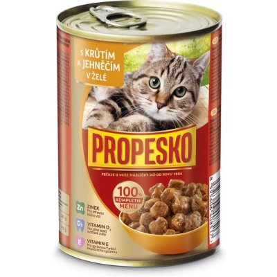 Propesko Cat krůtí a jehněčí v želé kousky 415 g