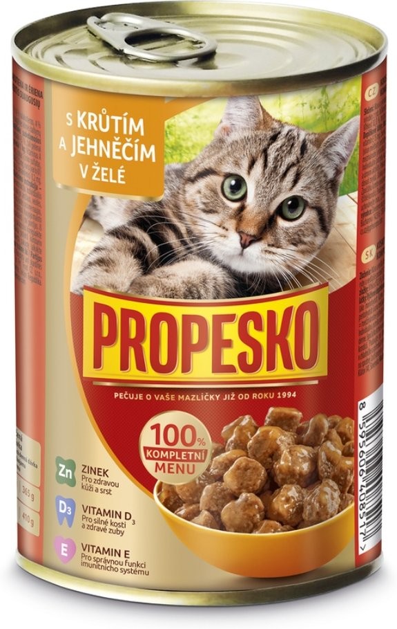 Propesko Cat krůtí a jehněčí v želé kousky 415 g