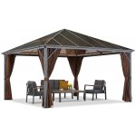 Garden Point Zahradní altán Milos 4x4m s hnědými závěsy – Zboží Dáma