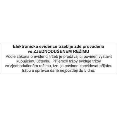 Walteco Elektronická evidence tržeb - zjednodušený režim, 150x40mm, samolepka Množství: 1 ks , 20100 – Zbozi.Blesk.cz