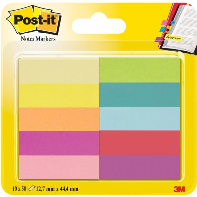 Značkovací lístečky Post-it - 15,0 x 50,0 mm, mix barev, 10 x 50 ks – Zbozi.Blesk.cz