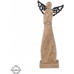 Dřevěný ANDĚL figurka anděla dekorativní ozdobná stojící 34 cm – Zboží Dáma