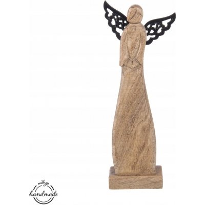 Dřevěný ANDĚL figurka anděla dekorativní ozdobná stojící 34 cm – Zboží Dáma