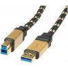 usb kabel Roline 11.02.8903 Gold USB 3.0 SuperSpeed USB 3.0 A(M) - USB 3.0 B(M), 3m, černo/zlatý