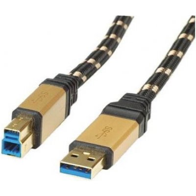 Roline 11.02.8903 Gold USB 3.0 SuperSpeed USB 3.0 A(M) - USB 3.0 B(M), 3m, černo/zlatý