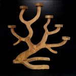 AMADEA Dřevěný svícen větev, tmavý, masivní dřevo, výška 45 cm – Zboží Dáma