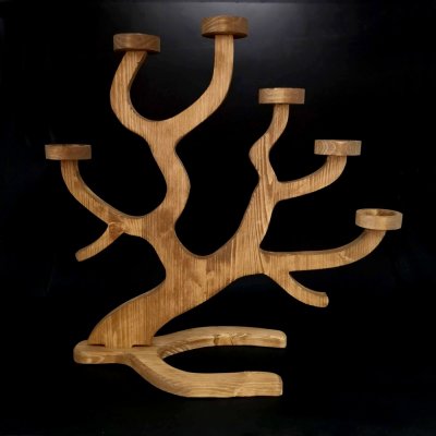 AMADEA Dřevěný svícen větev, tmavý, masivní dřevo, výška 45 cm – Zboží Dáma