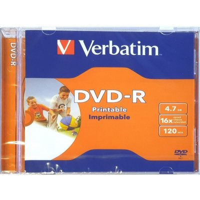 Verbatim DVD-R 4,7GB 16x, printable, jewel, 1ks (43520) – Zbozi.Blesk.cz