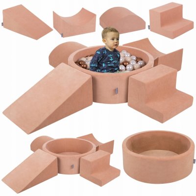 KiddyMoon Pěnové dětské hřiště velurové 300 kuliček – Hledejceny.cz