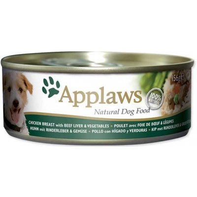 Applaws konzerva Dog 156g kuře, hovězí játra a zelenina