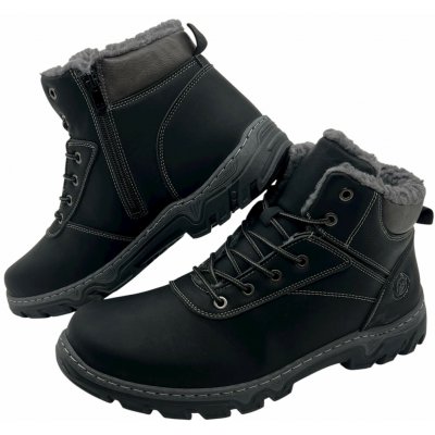 Pánské černé šněrovací zimní boty 07 černé – Sleviste.cz