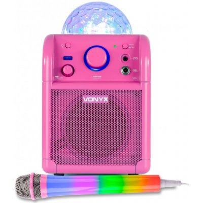 Vonyx SBS50P Karaoke set s BT a LED mikrofonem v růžové barvě – Zbozi.Blesk.cz