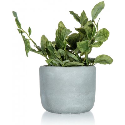 květina umělá zelená v betonovém květináči v.20cm GREENERY
