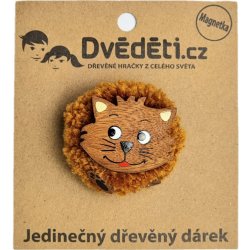 Dvěděti Dřevěná magnetka velká pompom Kočka