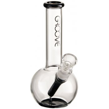 Groove Round Tube 17.8 cm Black and Clear skleněný bong