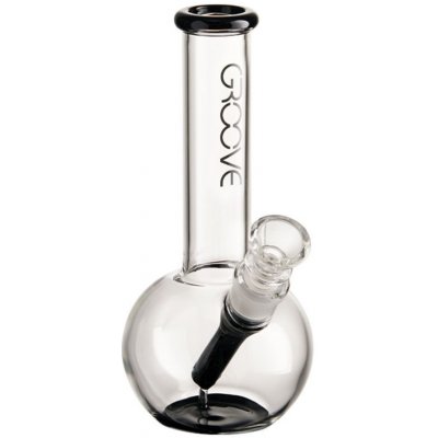 Groove Round Tube 17.8 cm Black and Clear skleněný bong – Zboží Mobilmania