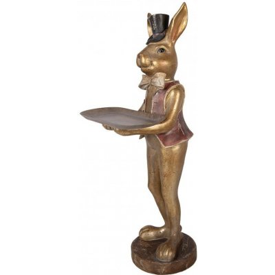 Clayre & Eef Zlatá antik dekorace králík s podnosem 19*15*52 cm – Hledejceny.cz