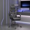 Herní křeslo vidaXL Herní židle s podnožkou otočná černá a šedá umělá kůže