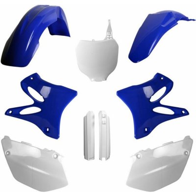 POLISPORT kompletní sada plastů (FULL KIT) YAMAHA YZ 125/250 02-04 v sadě tabulka přední (8658000001) i kryty tlumičů (8392000001) barva světle modrá bílá OEM | Zboží Auto