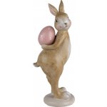 Dekorace hnědý králík s růžovým vajíčkem 10*12*31 cm – Hledejceny.cz